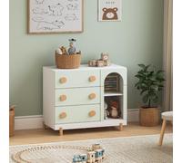 [en.casa] Commode Enfant Vaarentaa 79 x 41 x 66 cm Blanc Vert Menthe