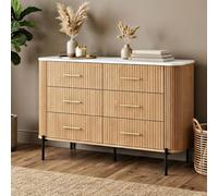 [en.casa] Commode Kokunse 6 Tiroirs 120 x 42 x 78 cm Effet Chêne