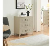 [en.casa] Commode Métallique avec 3 Tiroirs Casier de Bureau Caisson avec Compartiments Fermés Meuble de Rangement Industriel Acier 72 x 60 x 40 cm Camel