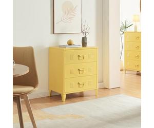 [en.casa] Commode Métallique avec 3 Tiroirs Casier de Bureau Caisson avec Compartiments Fermés Meuble de Rangement Industriel Acier 72 x 60 x 40 cm Jaune
