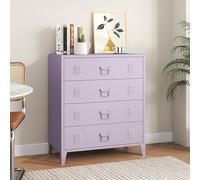 [en.casa] Commode Métallique avec 4 Tiroirs Casier de Bureau Caisson avec Compartiments Fermés Meuble de Rangement Industriel Acier 92 x 80 x 40 cm Violet