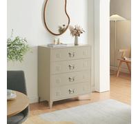 [en.casa] Commode Métallique avec 4 Tiroirs Casier de Bureau Caisson avec Compartiments Fermés Meuble de Rangement Industriel Acier 92 x 80 x 40 cm Camel