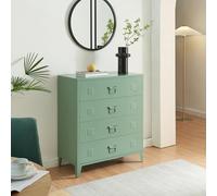 [en.casa] Commode Métallique avec 4 Tiroirs Casier de Bureau Caisson avec Compartiments Fermés Meuble de Rangement Industriel Acier 92 x 80 x 40 cm Vert Mat
