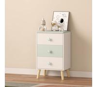 [en.casa] Commode pour Enfants avec 3 Tiroirs Table de Nuit Chevet avec Poignées en Forme de Coeur MDF Panneau de Particules Bois de Pin 62 x 38 x 30 cm Blanc Vert Menthe