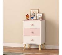 [en.casa] Commode pour Enfants avec 3 Tiroirs Table de Nuit Chevet avec Poignées en Forme de Coeur MDF Panneau de Particules Bois de Pin 62 x 38 x 30 cm Blanc Rose