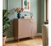 [en.casa] Commode pour Salon Meuble de Rangement avec 2 Portes au Système Push-to-Open Étagère Intégrée Buffet Élégant Stable Entrée Chambre Bureau MDF Métal 75 x 70 x 34 cm Marron Mousse Moka