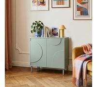 [en.casa] Commode pour Salon Meuble de Rangement avec 2 Portes au Système Push-to-Open Étagère Intégrée Buffet Élégant et Moderne Stable Entrée Chambre Bureau MDF Métal 75 x 70 x 34 cm Vert Sauge