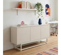 [en.casa] Commode Stylée à 3 Portes avec Technique Push-to-Open Meuble de Rangement Compartiments de Stockage pour Salon Chambre Panneau de Particules Métal 120 x 30 x 55 cm Couleur Sable