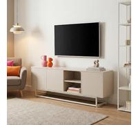 [en.casa] Commode Stylée à 3 Portes avec Technique Push-to-Open Meuble de Rangement Compartiments de Stockage pour Salon Chambre Panneau de Particules Métal 160 x 30 x 57 cm Couleur Sable