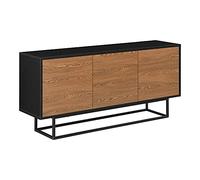 [en.casa] Commode Stylée à 3 Portes pour Salon Meuble de Rangement avec 4 Compartiments de Stockage Capacité de Charge 20 kg Panneau de Particules Métal 55 x 120 x 30 cm Noir Effet Bois Foncé