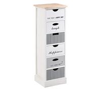 [en.casa] Commode Stylée à 6 Tiroirs Meuble de Rangement sans Poignée Bois Paulownia 91 x 29 x 27 cm Naturel Multicolore Gris Blanc