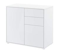 Commode - EN.CASA - Paarl - 2 Tiroirs - 2 Portes - Blanc Brillant