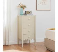 [en.casa] Commode Stylée Meuble de Rangement Pratique avec 4 Tiroirs au Motif Ondulé Décoratif et Poignées Pratiques Stable Élégant Salon Bureau Chambre MDF 82 x 40 x 40 cm Blanc Crème