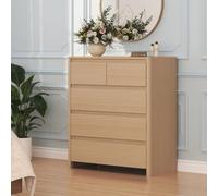 [en.casa] Commode Takranmaa 5 Tiroirs 79 x 39 x 90 cm Effet Chêne