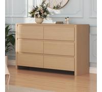 [en.casa] Commode Takranmaa 6 Tiroirs 120 x 39 x 77 cm Effet Chêne