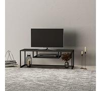 en.casa Console Meuble TV industriel 120 x 40 x 40 cm métal noir mat avec rangement