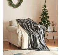 [en.casa] Couverture Chauffante Plaid Électrique avec 10 Niveaux de Chaleur Contrôleur Minuterie de 1 à 10 Heures 120W Polyester 180 x 130 cm Gris Foncé