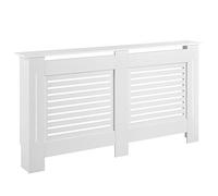[en.casa] Couverture de Radiateur Cache Radiateur Protection Contre la Chaleur Circulation Optimale de l'Air Décorative pour Chambre MDF Laqué Blanc 172 x 19 x 82 cm