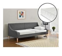 Divan Élégant Canapé Convertible en Lit Moderne avec Matelas à Mousse à Froid Confortable Lit Simple Tissu Polyester 90 x 200 cm Gris Foncé [en.casa]