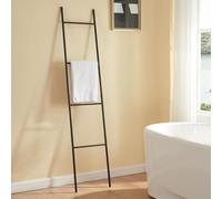 [en.casa] Échelle Porte-Serviettes avec 4 Échelons Étagère pour Serviettes avec 4 Barres pour Salle de Bain Valet de Chambre Acier 176 x 38 x 2 cm Noir