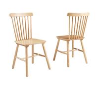 [en.casa] Ensemble de 2 Chaises de Salle à Manger Design Intemporel pour Salon Bureau Cuisine Chambre Capacité 150 kg Robuste Bois d'Hévéa 89 x 46 x 52 cm Naturel