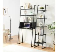 [en.casa] Ensemble de 2 Meubles de Salon Style Industriel avec Bureau et Étagère Échelle Design Moderne Chambre Studio Métal Panneau de Particules Noir