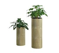[en.casa] Ensemble de 2 Supports de Plantes Lot Pots de Fleur Set Cache-Pot Ensemble Bacs à Fleurs Vases Métal Tailles Différentes Doré Noir