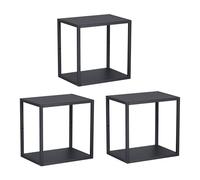 [en.casa] Ensemble de 3 Étagères Murales Cubes Modulables Extensibles Meuble de Rangement Suspendu pour Salon Chabmre Cuisine Salle de Bain Acier 28 x 28 x 20 cm Noir