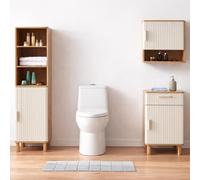 [en.casa] Ensemble de 3 Meubles de Salle de Bain Ferrersp avec Armoire Basse Haute Murale Style Design Intemporel Moderne Rangement Stockage Aspect Chêne Beige Sable