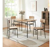 [en.casa] Ensemble de Salle à Manger 5 Pièces avec Table et 4 Chaises Robustes Élégantes pour Salon Cuisine Capacité de Charge 120 kg MDF Acier Laqué Effet Chêne Noir