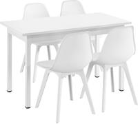 [en.casa] Ensemble de salle à manger pour 4 personnes - Table de salle à manger 120x60cm blanche + 4 chaises blanches Table de cuisine Chaise de salle à manger