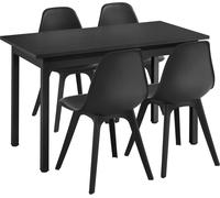 [en.casa] Ensemble de salle à manger pour 4 personnes - Table de salle à manger noire 120x60cm + 4 chaises noire Table de cuisine Chaise de salle à manger