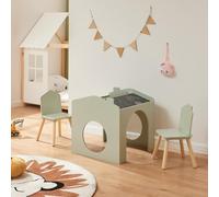 [en.casa] Ensemble de Table de Dessin et 2 Chaises pour Enfants avec 2 Tableaux Noirs Coins Arrondis Stable Confortable pour Dessiner Chambre d'enfants Salle de Jeux Bois de Pin MDF Vert Menthe
