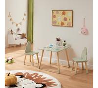 [en.casa] Ensemble de Table et 2 Chaises pour Enfants Set de Meubles avec Pieds Stables Coins Arrondis Design Nuage Confortable Scandinave pour Bricoler Lire Peindre Jouer Bois de Pin MDF Vert Menthe