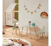 [en.casa] Ensemble de Table et 2 Chaises pour Enfants Set de Meubles avec Pieds Stables Coins Arrondis Design Nuage Confortable Scandinave pour Bricoler Lire Peindre Jouer Bois de Pin MDF Vert Menthe