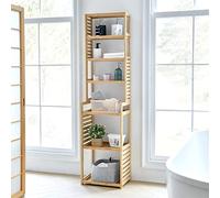 [en.casa] Étagère à 7 Niveaux avec Surfaces de Stockage de Tailles Différentes Meuble de Rangement pour Salle de Bain Cuisine Salon Bambou 165 x 42 x 28 cm Naturel