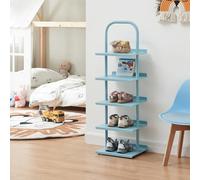 [en.casa] Étagère à Chaussures pour Enfants avec 5 Surfaces de Rangement Organisateur Élégant Range-Accessoires Peu Encombrant Installation Simple Chambre Couloir Acier 96 x 30 x 27 cm Bleu