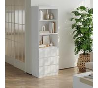 [en.casa] Étagère à Livres Moderne Bibliothèque Stable à 3 Niveaux et 3 Tiroirs Spacieux Compartiments Ouverts Design Épuré pour Chambre Salon Bureau Panneau de Particules 180 x 60 x 35 cm Blanc