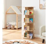 [en.casa] Étagère à Livres Pivotante Bibliothèque Rotative à 4 Niveaux avec 16 Compartiments Ouverts pour Enfants Serre-Livres Intégrés Chambre Salon Bureau MDF 129 x 40 x 40 cm Effet Chêne