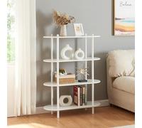 [en.casa] Étagère Autoportante à 4 Niveaux Bibliothèque avec 4 Tablettes Meuble de Rangement pour Salon Chambre Bureau Métal Panneau de Particules 108 x 80 x 30 cm Blanc