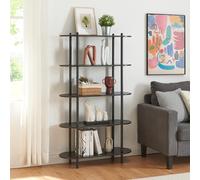 [en.casa] Étagère Autoportante à 5 Niveaux Bibliothèque avec 5 Tablettes Meuble de Rangement pour Salon Chambre Bureau Métal Panneau de Particules 139 x 80 x 30 cm Noir