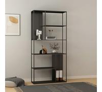 [en.casa] Étagère Autoportante Bibliothèque Style Intemporel Industriel Meuble de Rangement Design avec Panneaux Décoratifs Acier 188 x 90 x 30 cm Noir