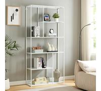 [en.casa] Étagère Autoportante Bibliothèque Style Intemporel Industriel Meuble de Rangement Design pour Salon Chambre Bureau Acier 188 x 90 x 30 cm Blanc