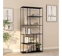 [en.casa] Étagère Autoportante Bibliothèque Style Intemporel Industriel Meuble de Rangement Design pour Salon Chambre Bureau Acier 188 x 90 x 30 cm Noir