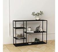 [en.casa] Étagère Autoportante Design Meuble de Rangement sur Pied pour Salon 5 Compartiments de Stockage Métal 120 x 35 x 88 cm Noir Mat