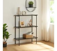 [en.casa] Étagère Autoportante Style Industriel à 3 Niveaux Bibliothèque Design Intemporel Meuble de Rangement pour Salon Chambre Bureau Acier Panneau de Particules 100 x 80 x 34 cm Noir