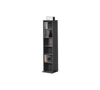 [en.casa] Etagère CD Tour CD / DVD Rangement Stockage 6 Surfaces de Stockage 90 x 20 x 20 cm MDF Mélaminé Gris foncé