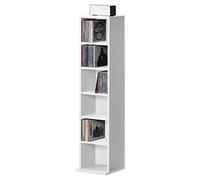 Etagère sur pied Premium XL [en.casa] Etagère CD Tour CD / DVD Rangement Stockage 6 Surfaces de Stockage 90 x 20 x 20 cm MDF Mélaminé Blanc
