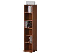 [en.casa] Étagère CD Tour CD / DVD Rangement Stockage 6 Surfaces de Stockage 90 x 20 x 20 cm MDF Mélaminé Effet Noyer Noyer G