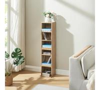 [en.casa] Étagère CD Tour DVD Meuble Rangement avec 6 Surfaces de Stockage à Hauteur Réglable Panneau de Particules Mélaminé 90 x 20 x 20 cm Effet Chêne Sonoma